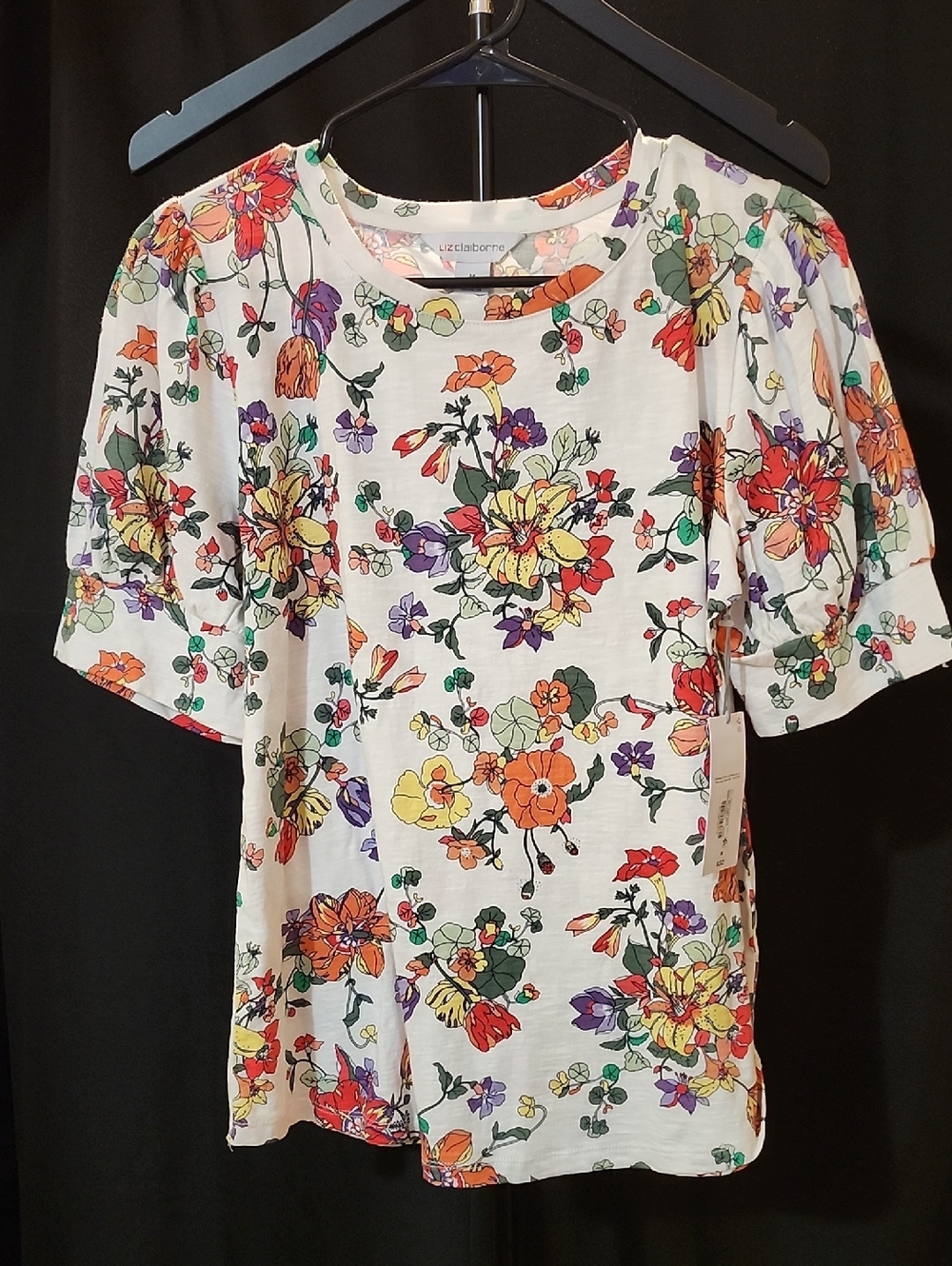 Liz Claiborne Floral Blouse – White Multi – Women’s Medium (NWT)